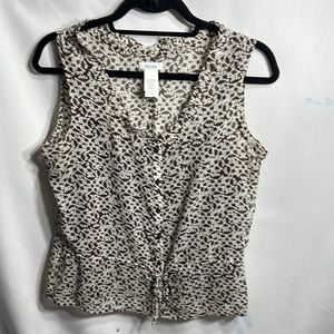 Liz & Co. blouse/w/ruffles, buttons, drawstring waist, thin strap cami built in